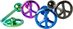 1 Piece of Unique Titanium Anodized Peace Sign Tongue Ring - 14g - Body Jewelry