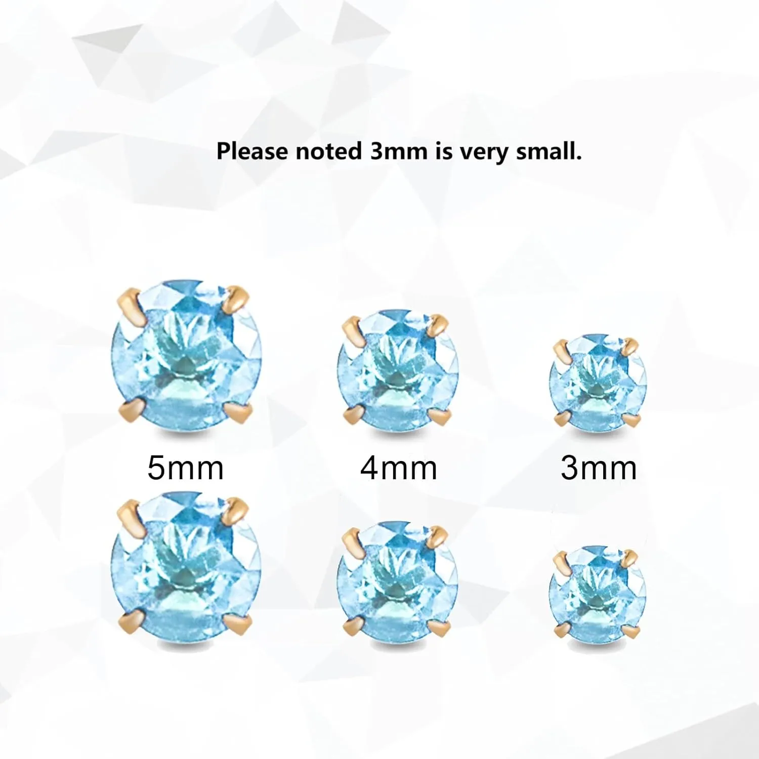 12 Pairs Surgical Stainless Steel Flat Back Stud Earrings,Screw Back Stud Earrings for Women, Gold Plated Silver Teardrop Square Cubic Zirconia CZ Birthstone Stud Earrings Set 3mm 4mm 5mm