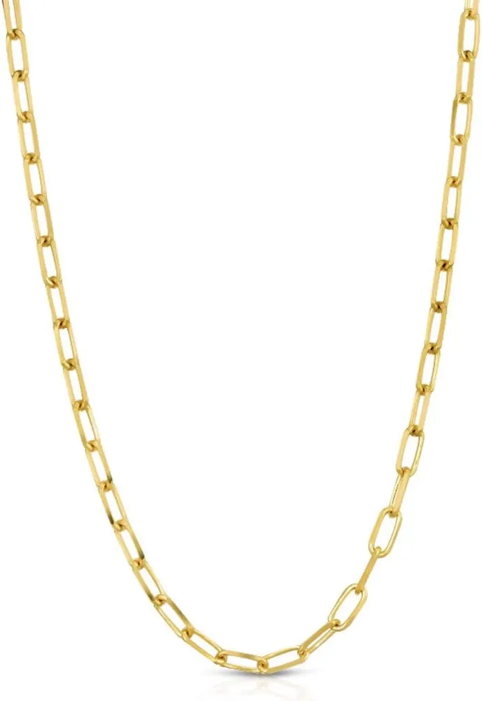 14K Gold Filled Link Chain Neclace Rectangle Paper Clip Chain Choker for Women Jewelry
