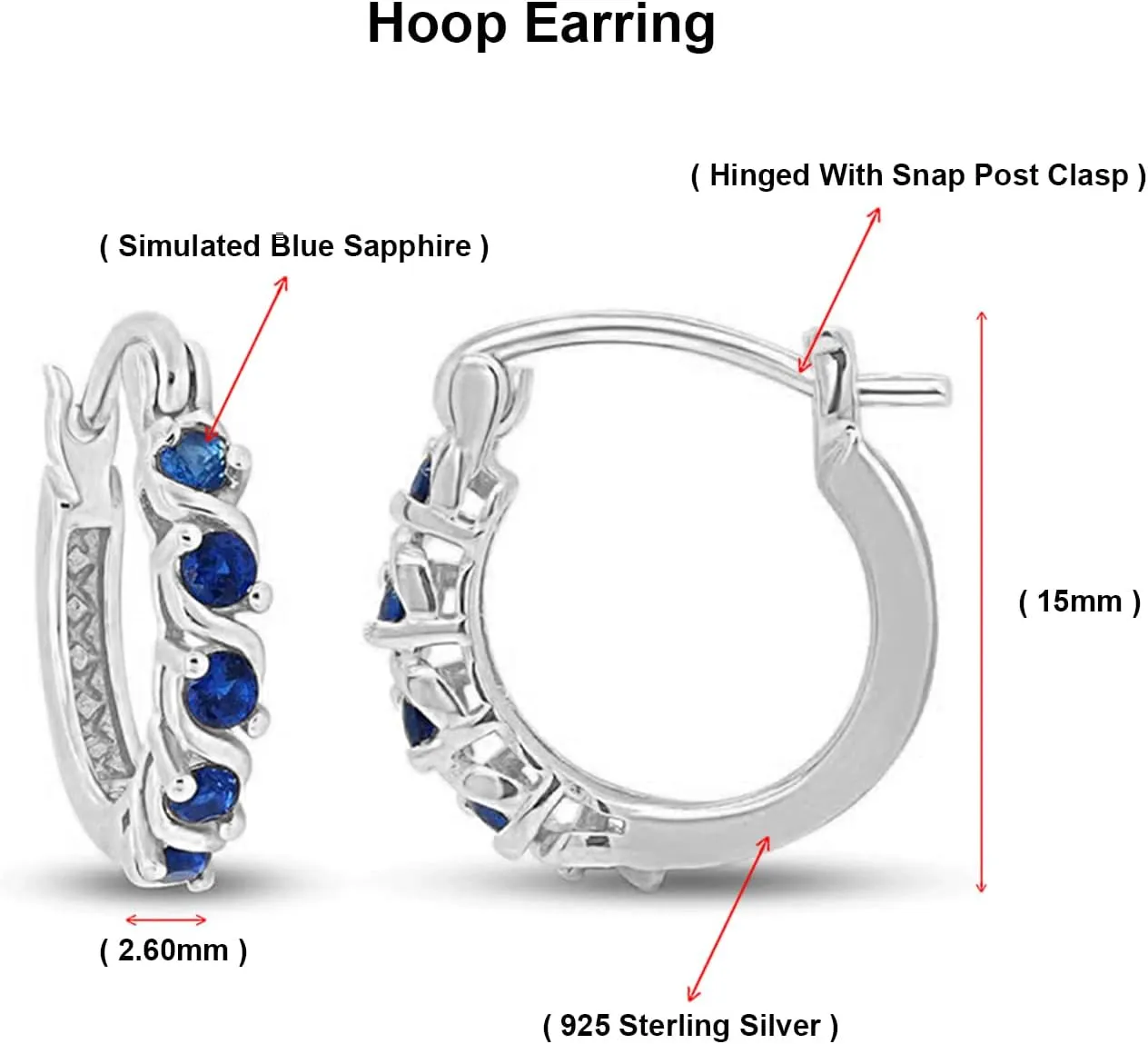 14K Gold Plated 925 Sterling Silver Round Cut Simulated Blue Sapphire Clarity Of VVS1-VVS2 Dainty Tiny Hoop Earrings Minimalist | Delicate Jewelry, Gift For Her