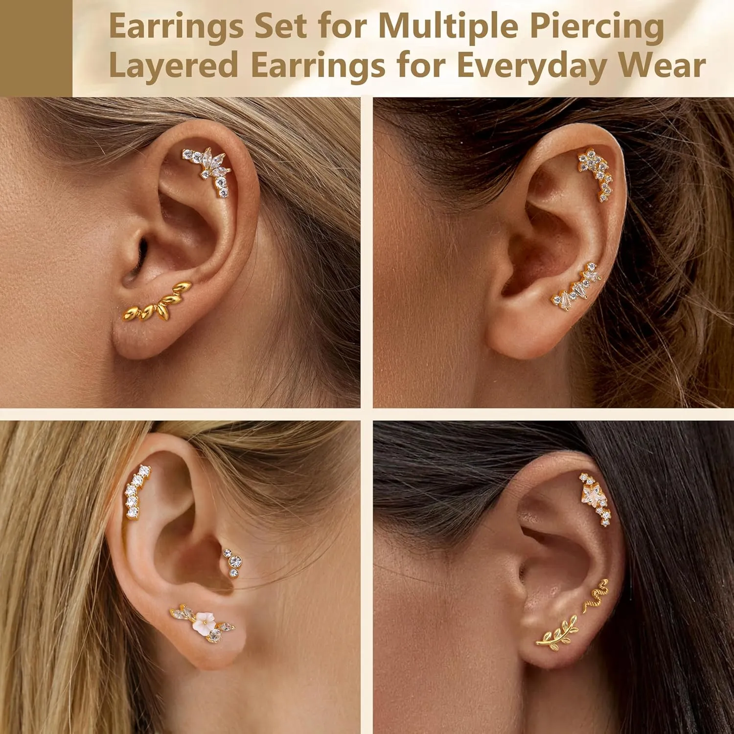 16G Flat Back Earrings for Women Stainless Steel Internally Threaded Cartilage Stud Earrings Butterfly CZ Flatback Stud Earring Tragus Helix Body Piercing Jewelry