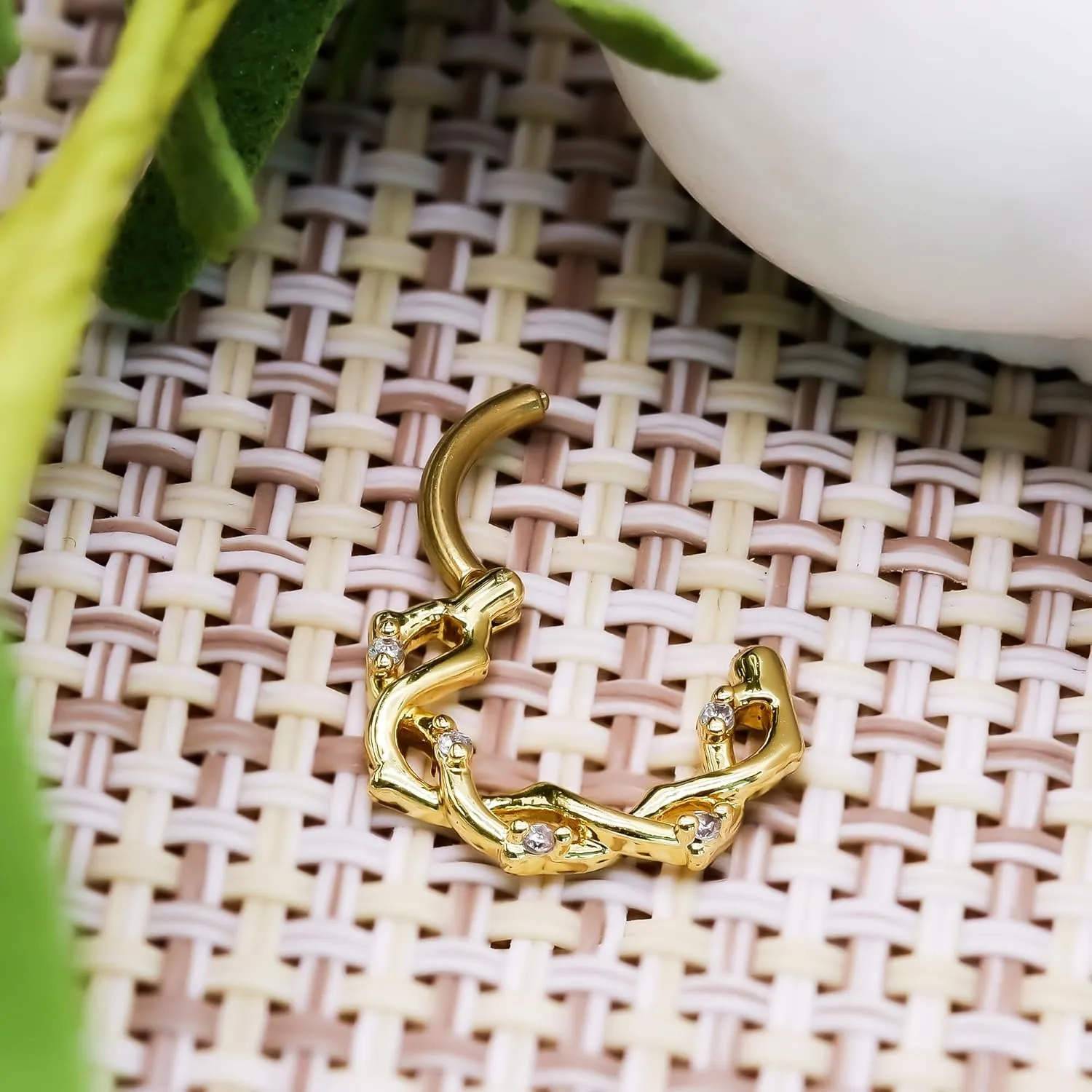 16G Septum Rings, 8mm 10mm 316L Stainless Steel Nose Ring Hoop, Vine Shaped Cartilage Earrings for Women, Tragus Helix Rook Daith Body Piercing Jewelry