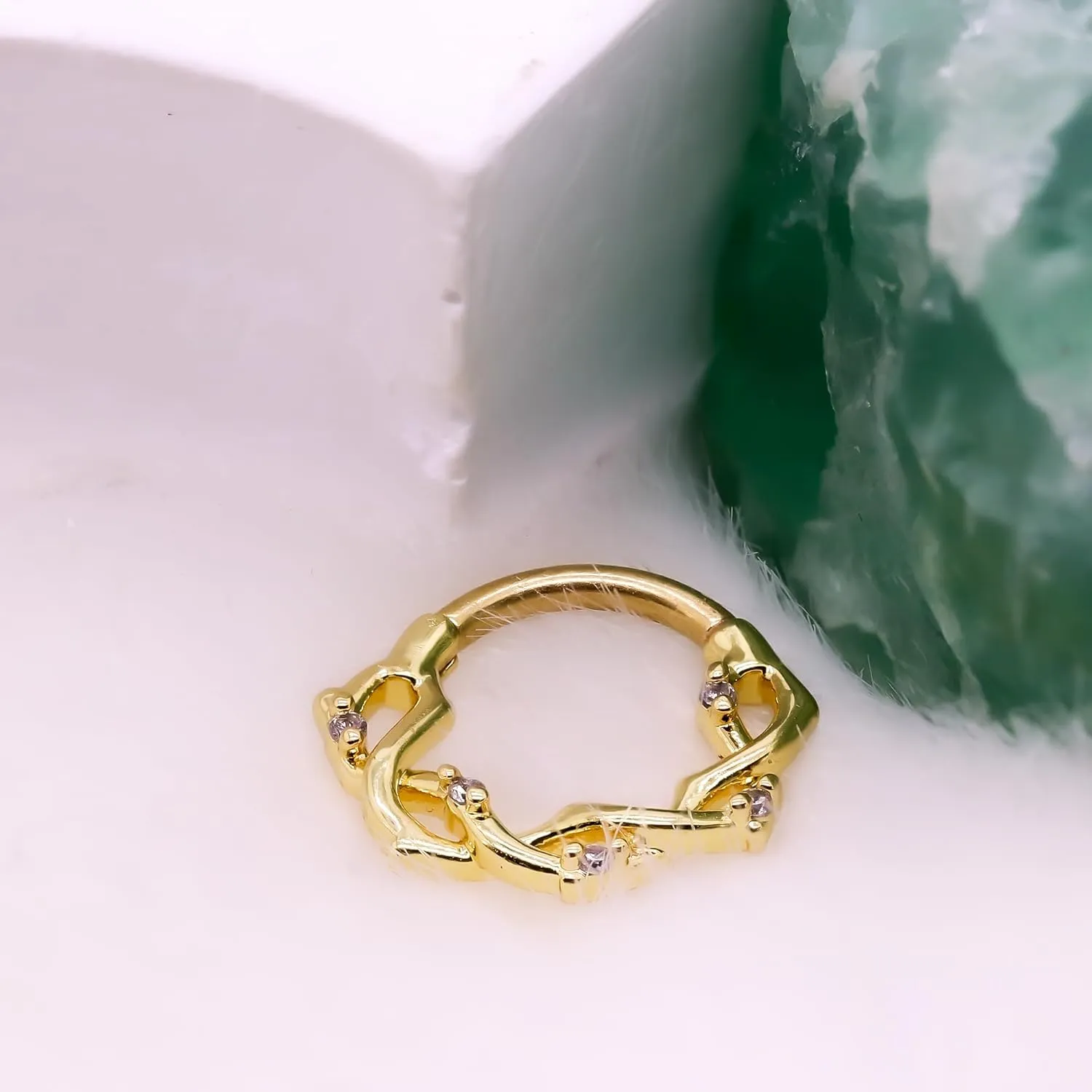 16G Septum Rings, 8mm 10mm 316L Stainless Steel Nose Ring Hoop, Vine Shaped Cartilage Earrings for Women, Tragus Helix Rook Daith Body Piercing Jewelry