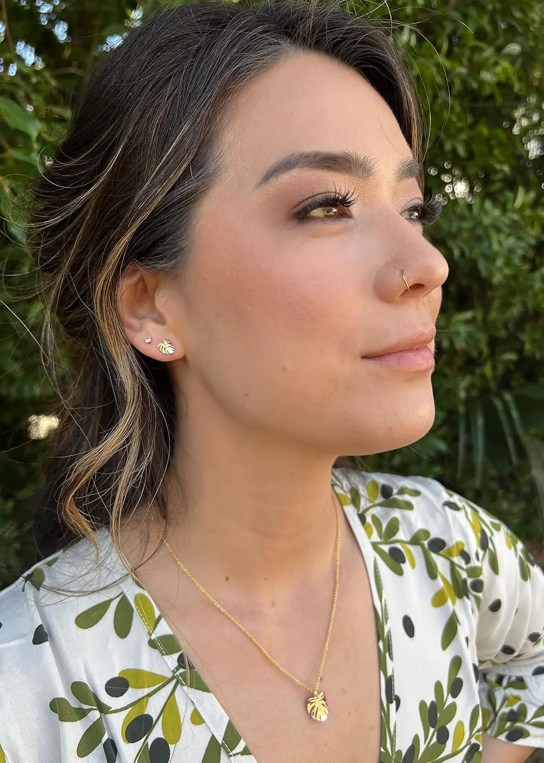 18k Gold Plated Monstera Deliciosa Stud Earring Set, Plant gifts Minimal Earring Studs, Plant Gifts, Plant Mom Gift
