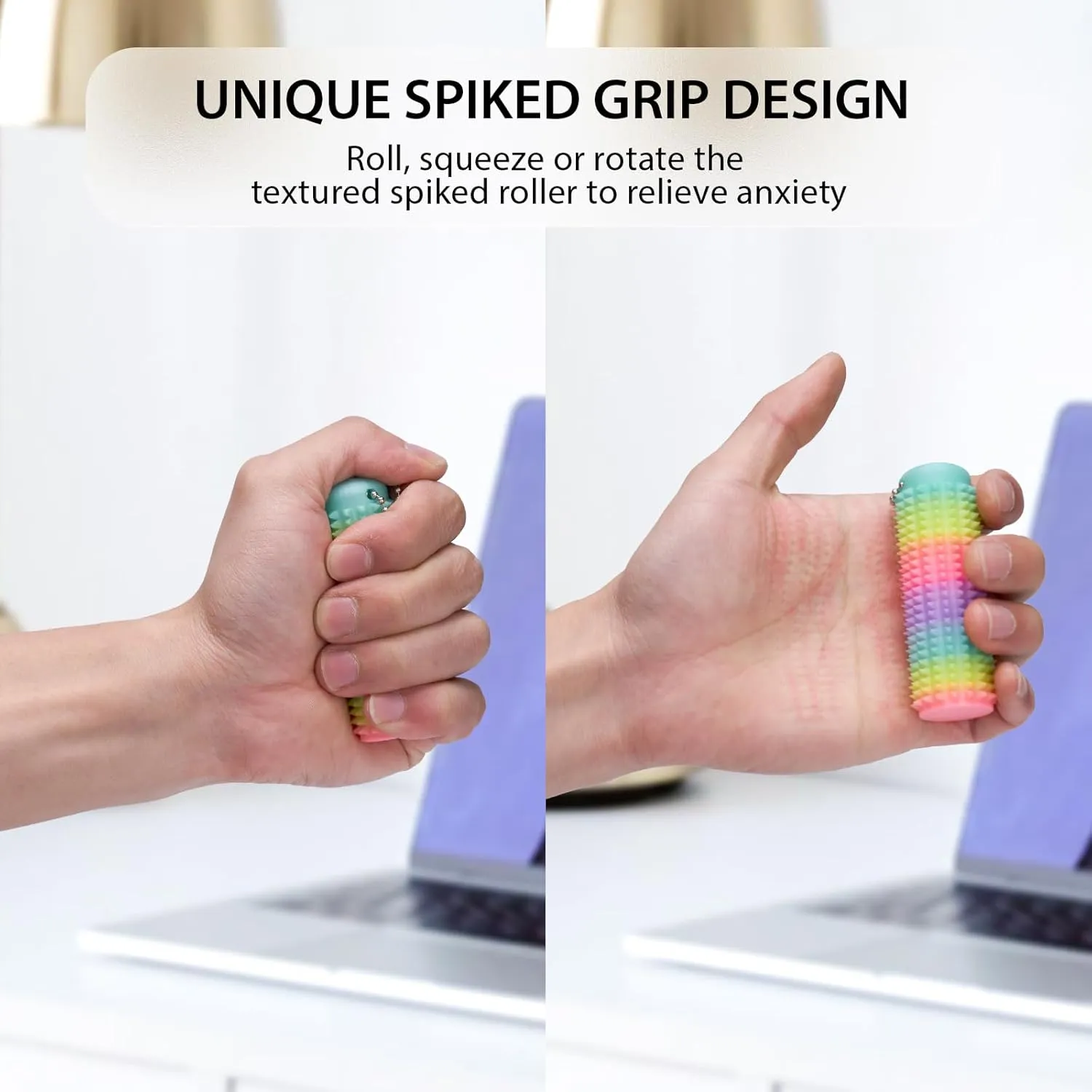 1PC Little Ouchies Fidget Keychain for Adults,Spiky Grippie Stim Sensory Toy | Pain Relief & Anxiety Stress Relief |Tactile Fidget for ADHD,Focus & Venting | Color-Changing (30C) & Glow in Dark