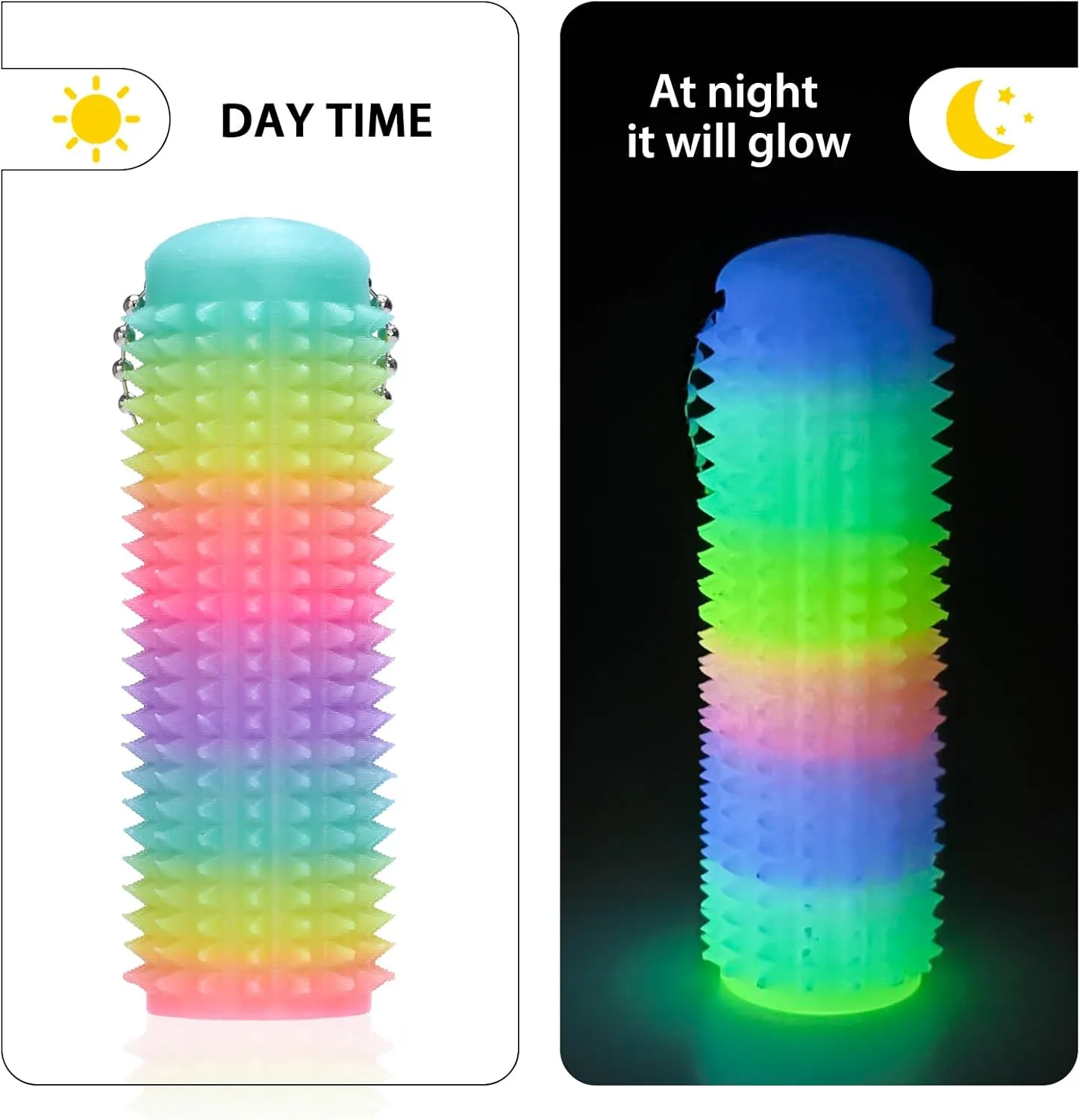 1PC Little Ouchies Fidget Keychain for Adults,Spiky Grippie Stim Sensory Toy | Pain Relief & Anxiety Stress Relief |Tactile Fidget for ADHD,Focus & Venting | Color-Changing (30C) & Glow in Dark