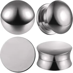 2 Pairs Selling Arc and Concave Design Stainless Steel Ear Gauges Plugs and Tunnels, Size 0g - 1 inch Surgical Steel Ear Stretcher Expander Body Jewelry
