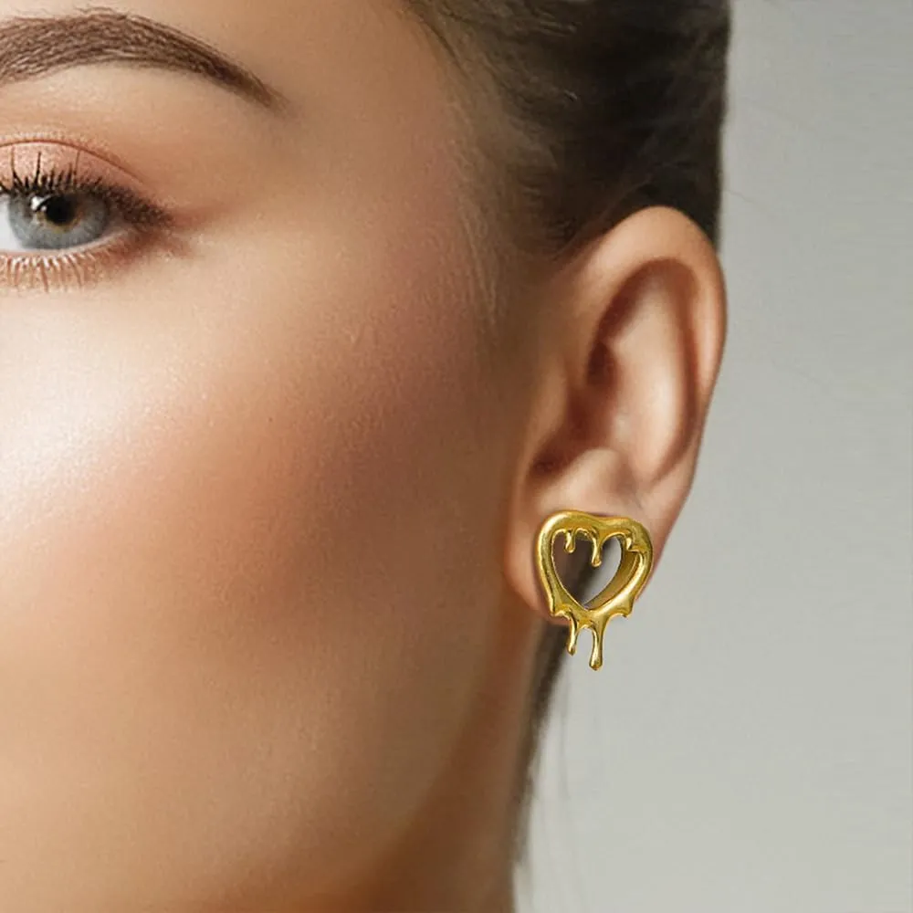 2 Pcs Heart Style Ear Tunnels Gauge Earrings for Women, Size 0g - 1 inch Ear Plugs Gauges for Ears, Water Drops Design Hypoallergenic Stainless Steel Ear Gauges Body Jewelry