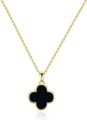 2 Side Four Leaf Clover Necklace for Women | Mother of Pearl Clover Pendant Necklace | Gold Plated Clover Necklace|14K Gold Plated Jewelry Gifts