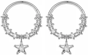 2Pcs 16G Rhinestone Star Septum Rings for Women Stainless Steel Hoop Nose Rings Cartilage Earrings Septum Conch Helix Cartilage Piercing Jewelry