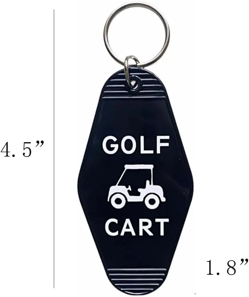 2pcs Golf Cart Keychain Plastic Retro Motel Golf Cart Key Chain for Women Men
