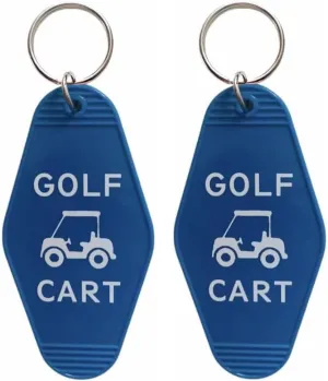 2pcs Golf Cart Keychain Plastic Retro Motel Golf Cart Key Chain for Women Men
