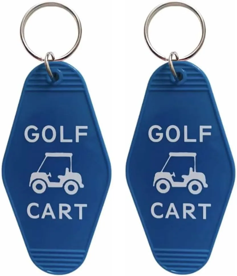 2pcs Golf Cart Keychain Plastic Retro Motel Golf Cart Key Chain for Women Men