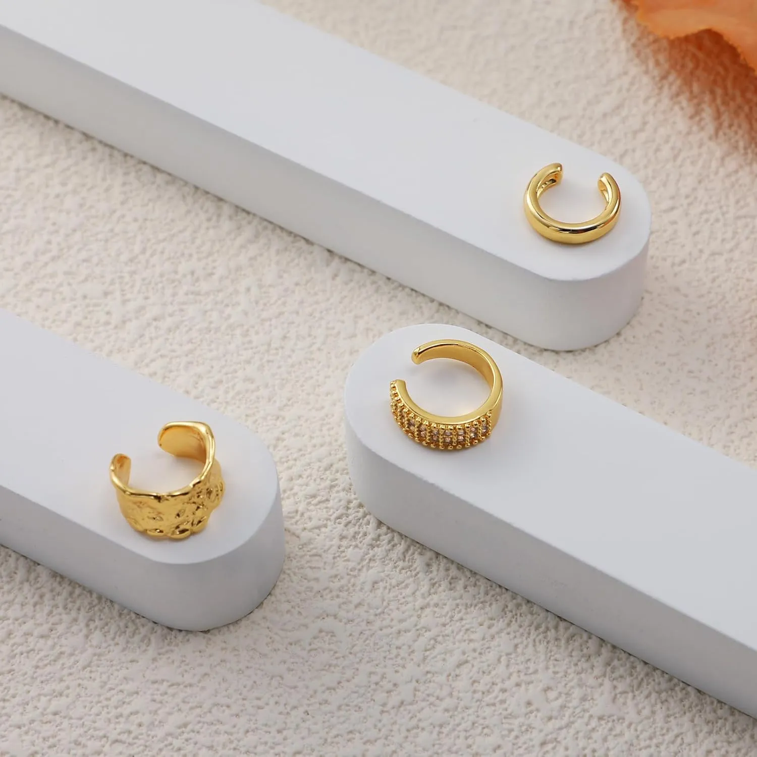3Pcs Ear Cuff Earrings for Women, 14K Gold Plated Gold Ear Cuffs Non Pierced Ear Clips Cartilage Wrap Ear Cuff CZ Earring Set for Women Trendy Jewelry