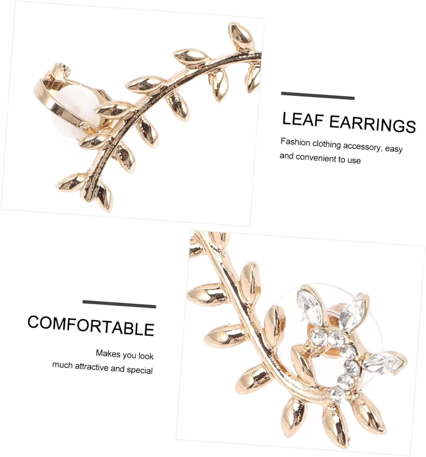 3pcs Willow Ear Clip Leaf Earrings for Women Ear Earring for Women Earring and Wraps for Ears Earrings