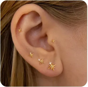 5 Pairs Gold Stud Earrings for Women Hypoallergenic 925 Sterling Silver Cartilage Earrings Trendy 14K Gold Plated Pearl Star Heart Diamond CZ Earring Sets for Multiple Piercing Cute Stacks Jewelry