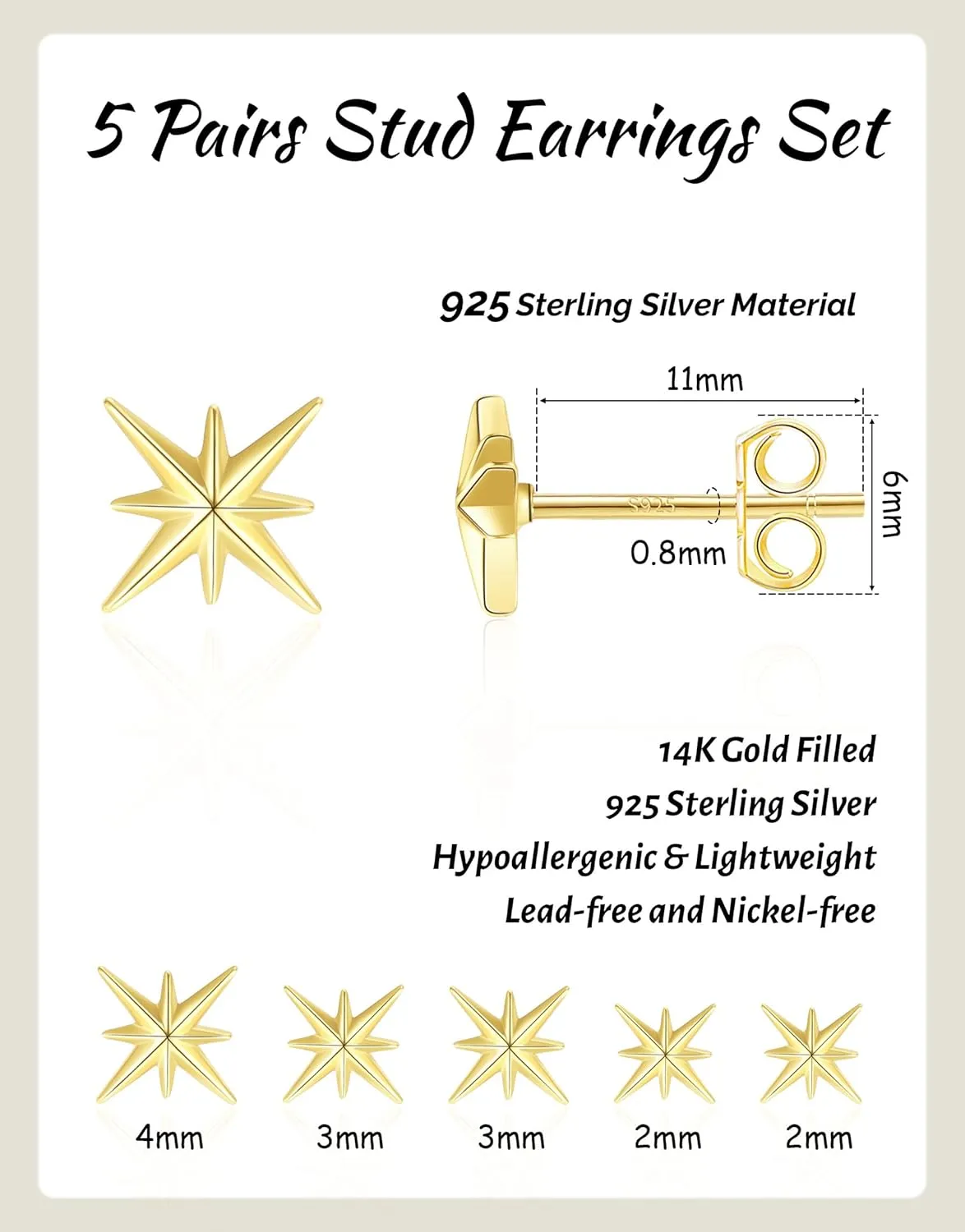 5 Pairs Gold Stud Earrings for Women Hypoallergenic 925 Sterling Silver Cartilage Earrings Trendy 14K Gold Plated Pearl Star Heart Diamond CZ Earring Sets for Multiple Piercing Cute Stacks Jewelry