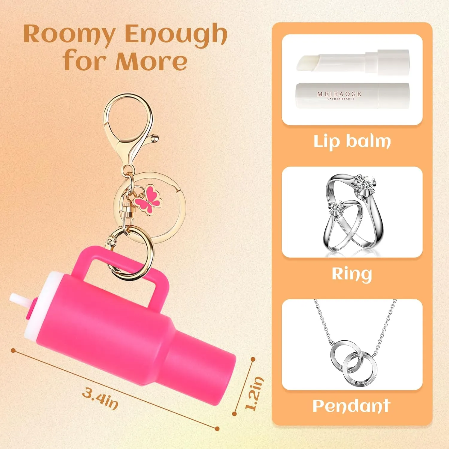 6Pack Mini Tumbler Keychain for Stanley Cup Cute Key Chain Chapstick Holder Charms for Women Backpack Bag