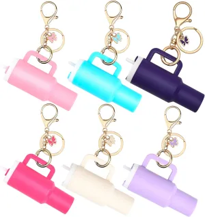 6Pack Mini Tumbler Keychain for Stanley Cup Cute Key Chain Chapstick Holder Charms for Women Backpack Bag