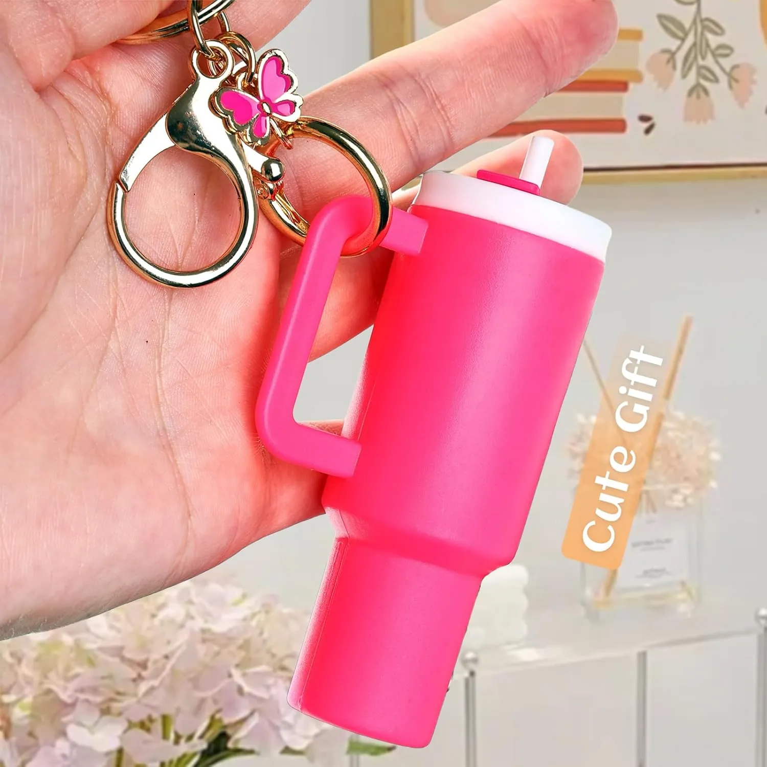 6Pack Mini Tumbler Keychain for Stanley Cup Cute Key Chain Chapstick Holder Charms for Women Backpack Bag