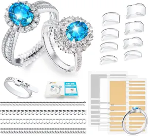 70 Pcs Ring Size Adjuster for Loose Rings with Ring Size Measuring Tool for Ring Adjuster, Plug-in Invisible Ring Spiral Silicone Tightener with Women and Men Any Rings Size