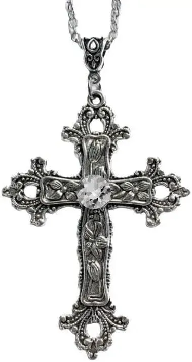 925 Sterling Silver Cross Necklace Y2k, Y2k cross necklace, Crystal Cross Pendant Necklace for Women Men Gothic,