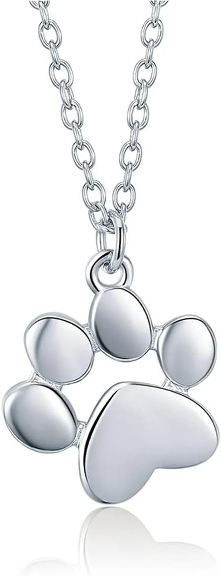925 Sterling Silver Dog Paw Cat Panda Necklace for Women Cute Dainty Animal Pendant Necklace Gifts for Cat Mom Animals Lover