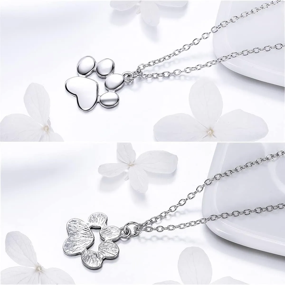 925 Sterling Silver Dog Paw Cat Panda Necklace for Women Cute Dainty Animal Pendant Necklace Gifts for Cat Mom Animals Lover