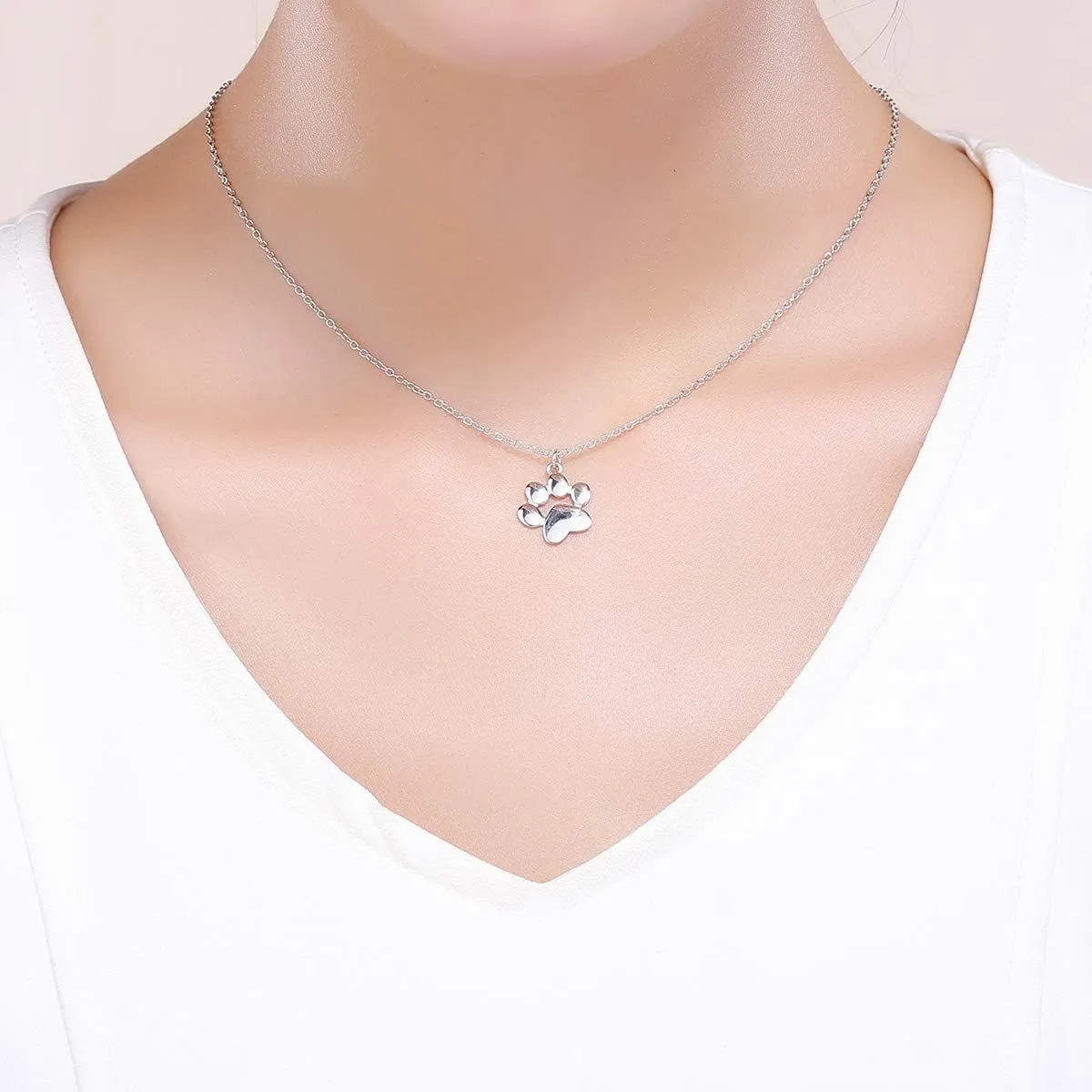 925 Sterling Silver Dog Paw Cat Panda Necklace for Women Cute Dainty Animal Pendant Necklace Gifts for Cat Mom Animals Lover