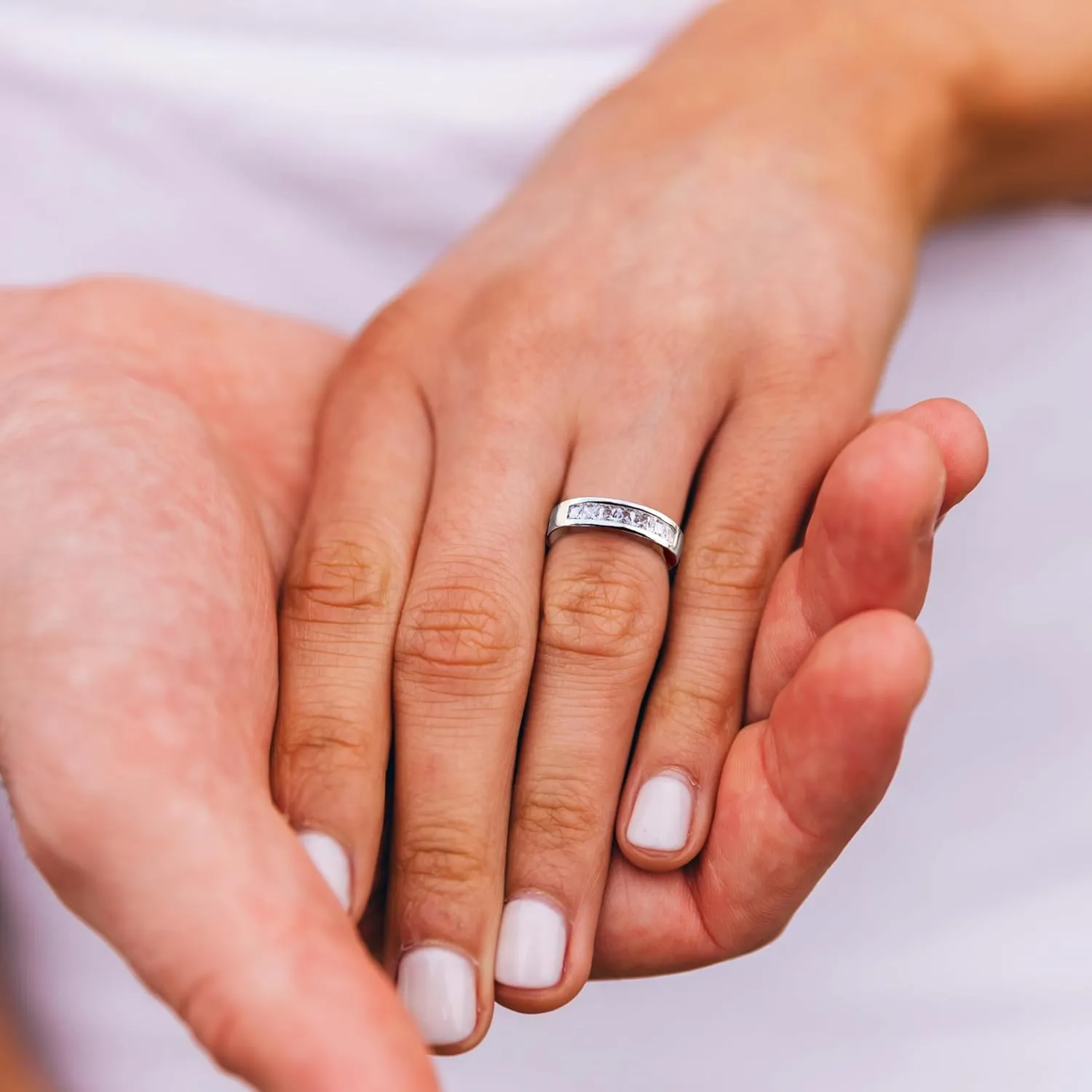 925 Sterling Silver Half Eternity Rings 2.5 * 2.5mm Princess Cut Simulated Diamond Anniversary Wedding Band for Women Size 5-10