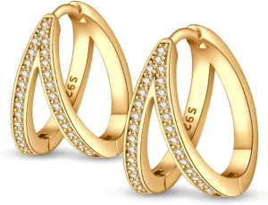 925 Sterling Silver Hoop Earrings Huggie Earrings Colorful Cubic Zirconia Hypoallergenic Small Hoop Earrings for Women