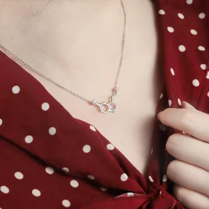 925-Sterling-Silver Hormone Serotonin-Molecule neckalce - Caffeine Molecule dopamine Pendent Necklace for Women,Teacher, Professor, Chemistry Graduates, Science Jewelry Lovers