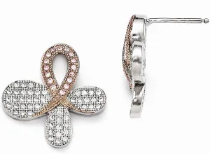 925 Sterling Silver Rose Gold-plated CZ Cubic Zirconia Studs Post Earrings 19mm
