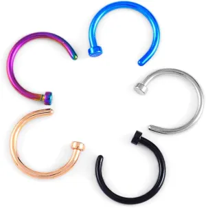 AKOAK Unisex 20 Pcs/Lot Assorted Nose Studs Rings,Stainless Steel Body Jewelry Piercing Nose Open Hoop Ring,Earring Piercing Studs,Body Slave Jewelry