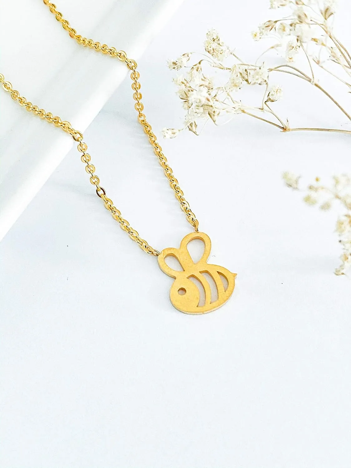 Altitude Boutique Bumble Bee Necklace, Honey Bee Hive Necklace for Women (Silver, Gold)
