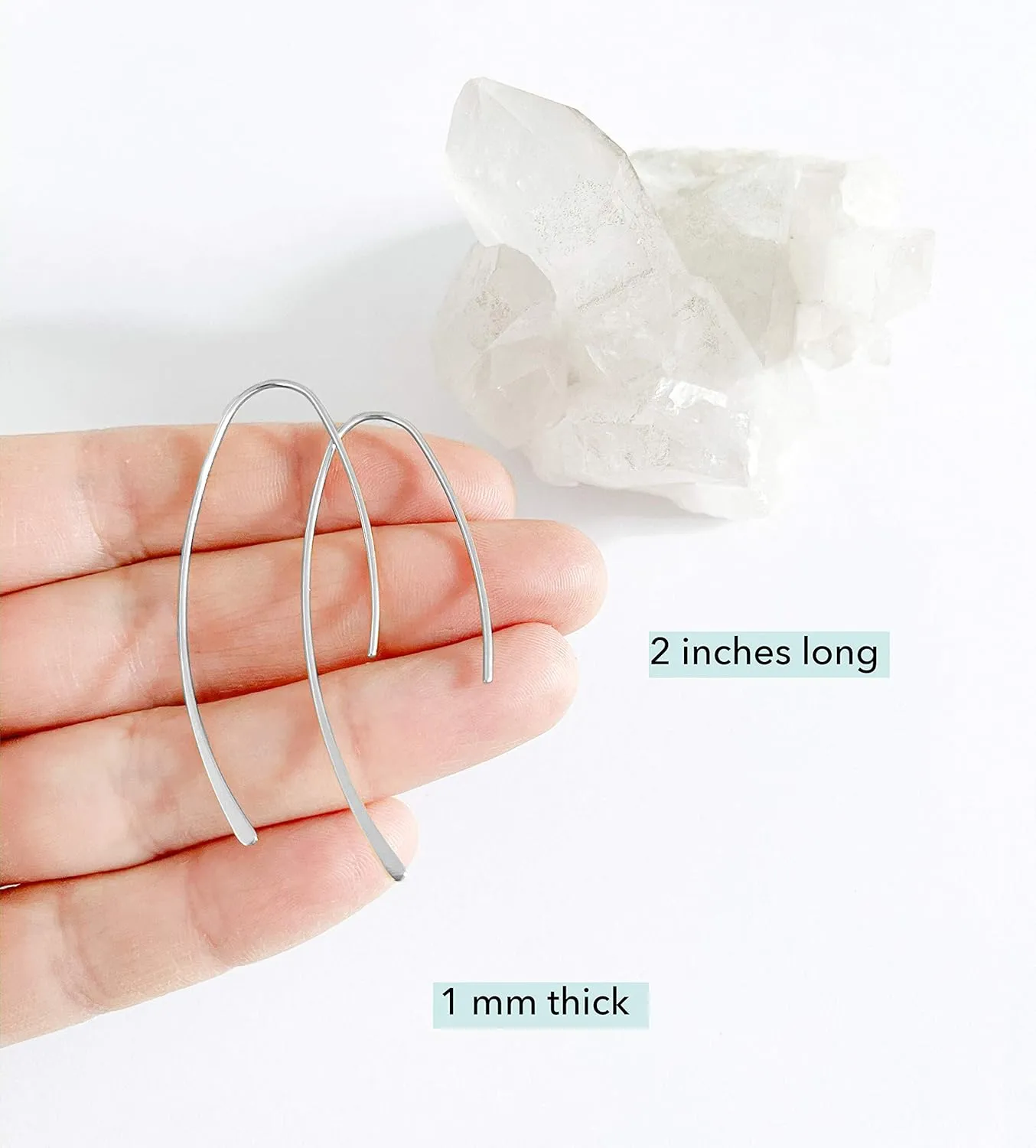 Altitude Boutique Upside Down Open Hoop Earrings - Lightweight Hypoallergenic Wire Dangle Drop Threader Earrings in Gold, Rose Gold, or Silver | Delicate Jewelry