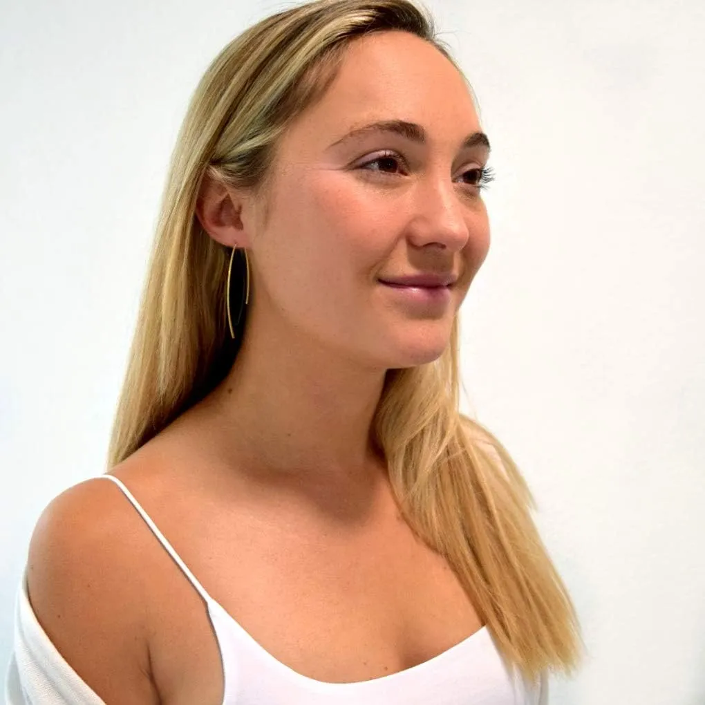 Altitude Boutique Upside Down Open Hoop Earrings - Lightweight Hypoallergenic Wire Dangle Drop Threader Earrings in Gold, Rose Gold, or Silver | Delicate Jewelry