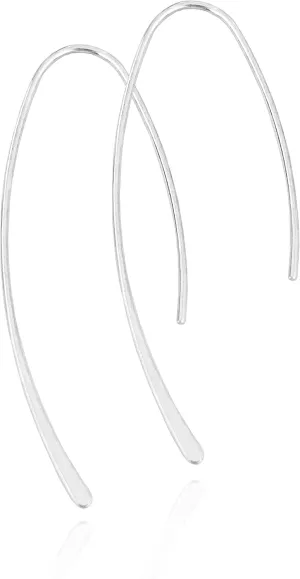 Altitude Boutique Upside Down Open Hoop Earrings - Lightweight Hypoallergenic Wire Dangle Drop Threader Earrings in Gold, Rose Gold, or Silver | Delicate Jewelry