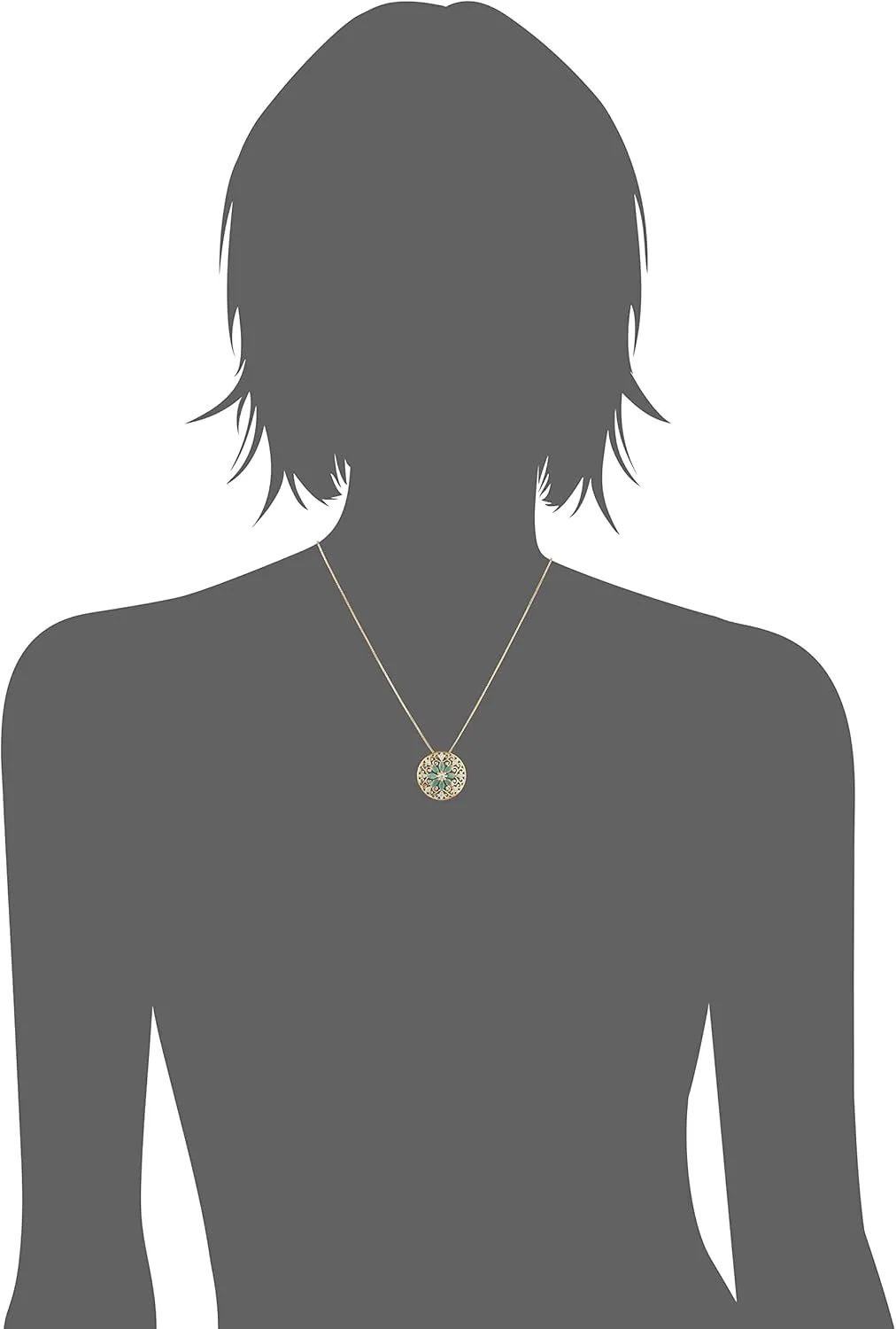 Amazon Essentials 18k Yellow Gold Plated Sterling Silver Gemstone and Diamond Accent Filigree Mandala Pendant Necklace, 18" (previously Amazon Collection)