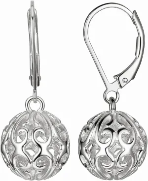 Amazon Essentials Sterling Silver Filigree Ball Leverback Dangle Earrings , (previously Amazon Collection)