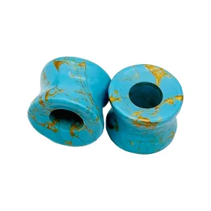 American Blue Copper Turquoise Crystal Body Jewelry Plug Tunnel Naga Earrings for Ear Piercing 4mm to 40mm (6g to 40mm) Ear Plugs Gauges for Earrings (1g (7mm))