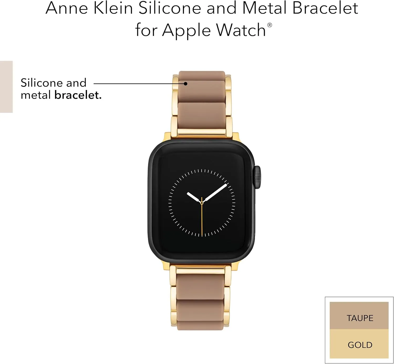 Anne Klein Rubberized Fashion Bracelet for Apple Watch, Secure, Adjustable, Apple Watch Replacement Band, Fits Most Wrists