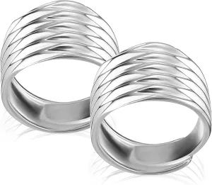 Antique Silver Ring Finger Plated Wide Ring Chunky Band Rings Band Couple Rings for Women, 2PCS