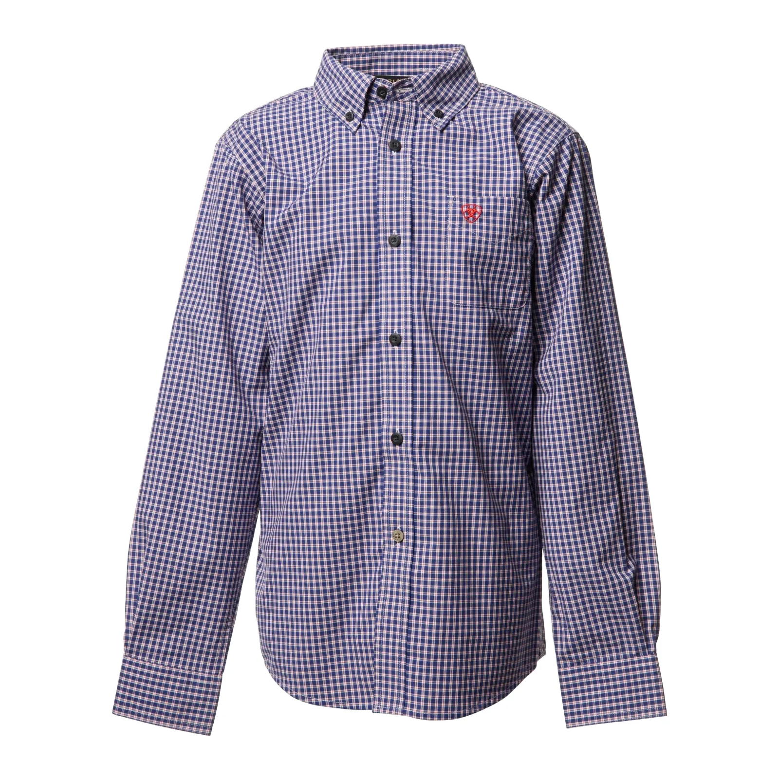 Ariat Boys Blue & Red Plaid Button Down Shirt 10044026