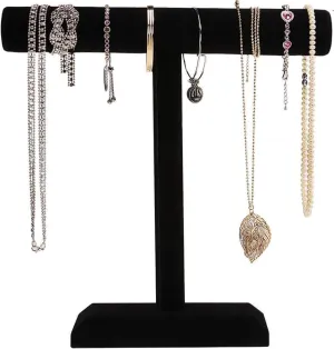 Barelove Jewelry Stand Display, Black Velvet T-Bar Bracelet Watch Bangle Necklace Holder Organizer for Women Girls Men Home Organizer, Store & Shops Display