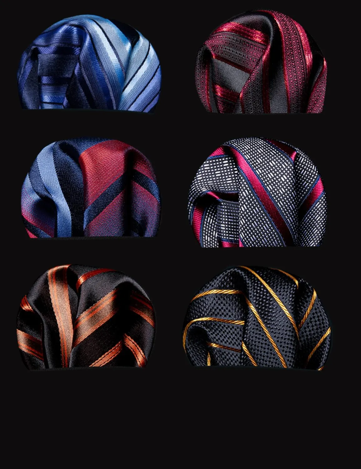 Barry.Wang 6 PCS Men Ties Set Silk Business Fashion Woven Necktie Handkerchief Cufflinks Paisley Stripe Wedding Party