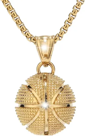 Basketball Necklace Basketball Pendant Necklace Stainless Steel Necklace Sports Necklace