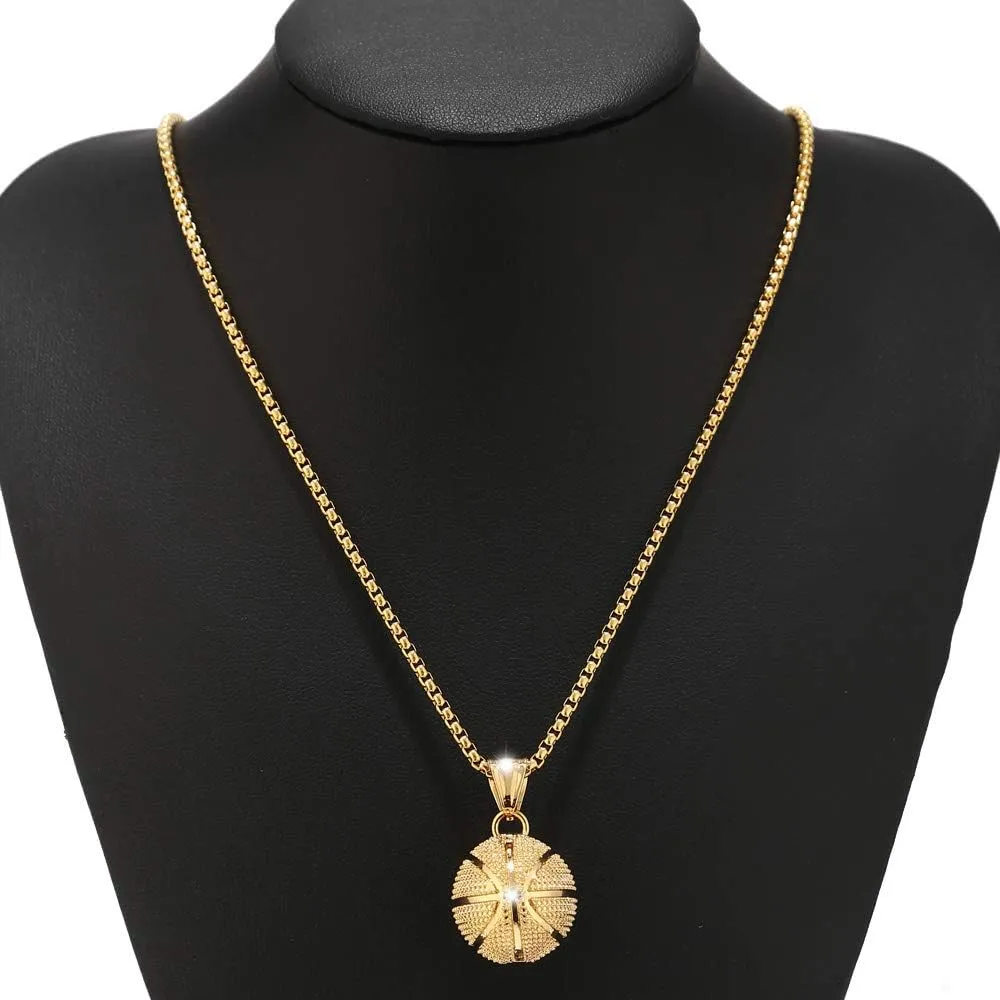 Basketball Necklace Basketball Pendant Necklace Stainless Steel Necklace Sports Necklace