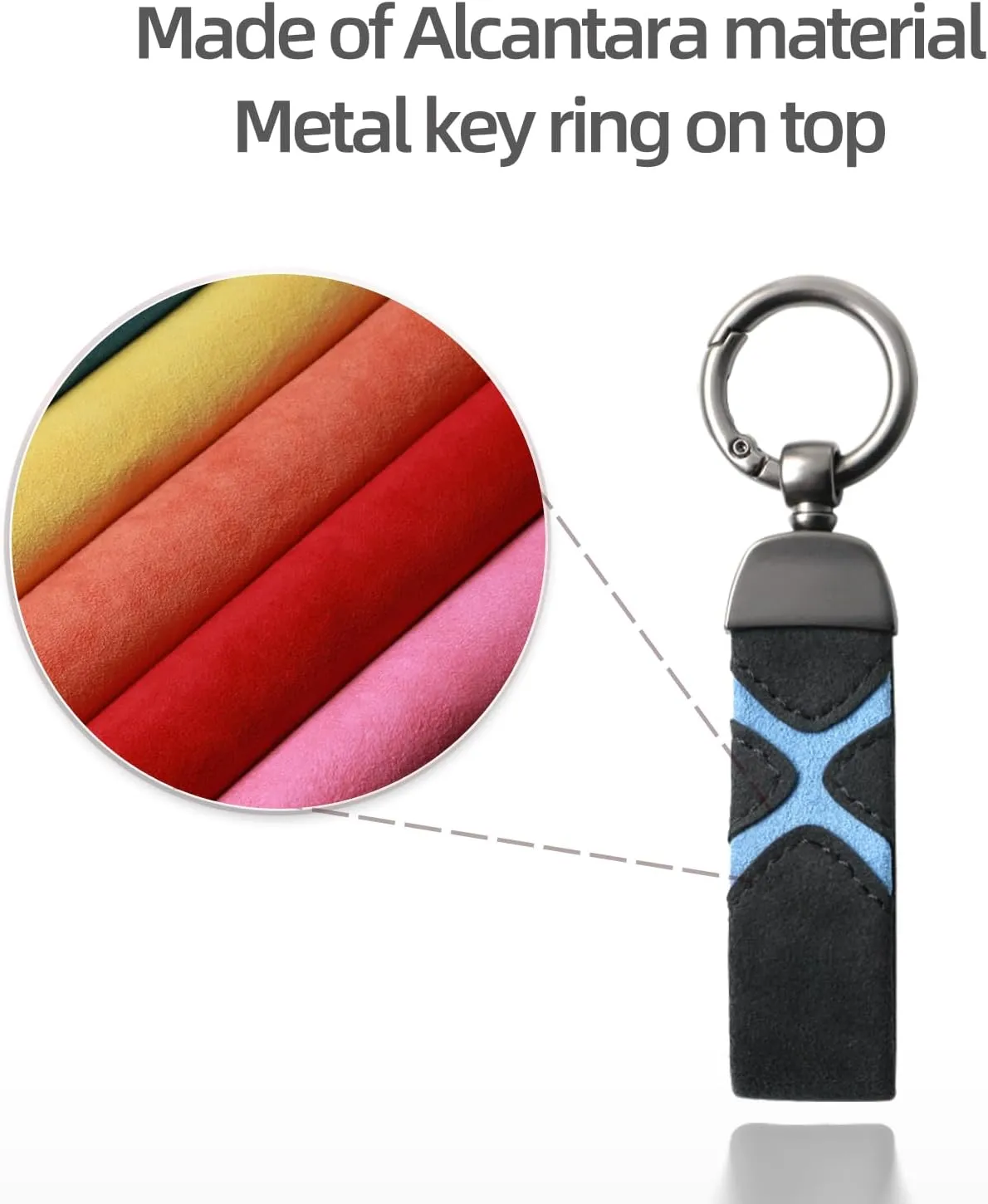 BETTERHUMZ Leather Suede Car Keychain,Key Chain Clip for Alcantara, Anti-Lost D-Ring for Men and Women Car Accessories