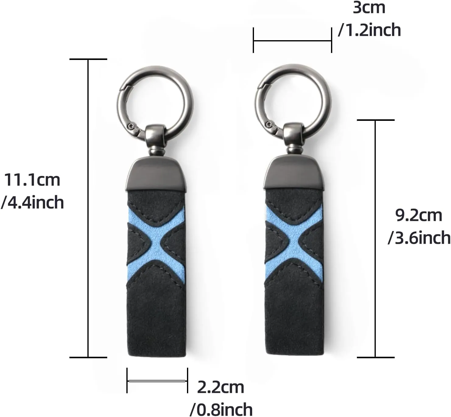 BETTERHUMZ Leather Suede Car Keychain,Key Chain Clip for Alcantara, Anti-Lost D-Ring for Men and Women Car Accessories